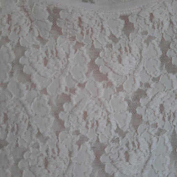 Abercrombie & Fitch Pink Floral Lace Scoop Neck 3/4 Sleeve Crop Top Size Small - Picture 4 of 6